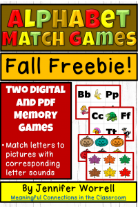 These free fall themed activities for emergent readers will help young learners identify letters and sounds with digital matching games. 